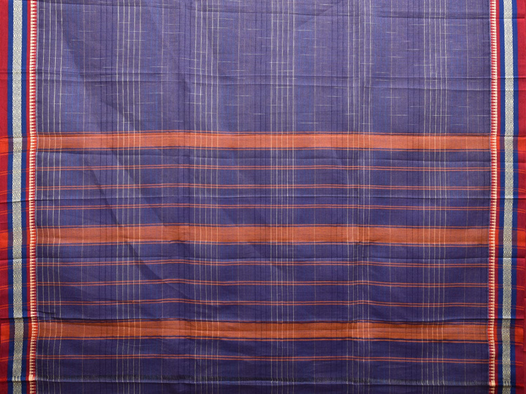 Blue Narayanpet Cotton Handloom Saree with Checks Design No Blouse np0963