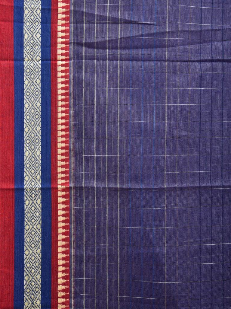 Blue Narayanpet Cotton Handloom Saree with Checks Design No Blouse np0963