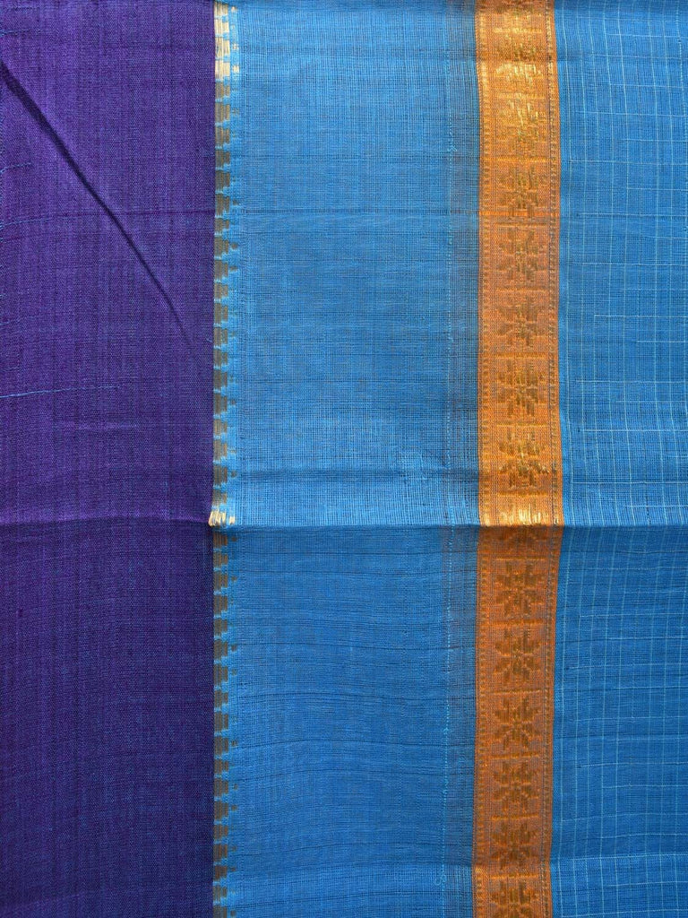 Blue Narayanpet Cotton Handloom Saree with One Side Big Border Design No Blouse np0788