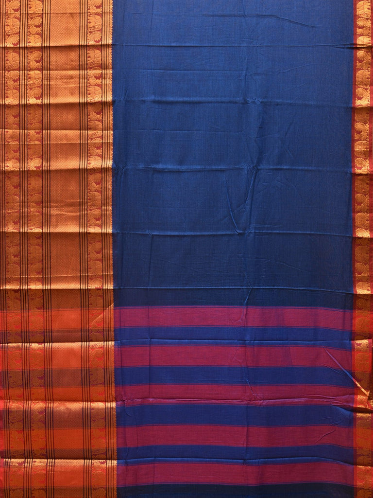 Blue Narayanpet Cotton Handloom Saree with One Side Big Border No Blouse np0742