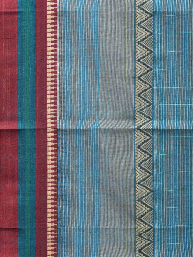 Blue Narayanpet Cotton Handloom Saree with Strips Design No Blouse np0811