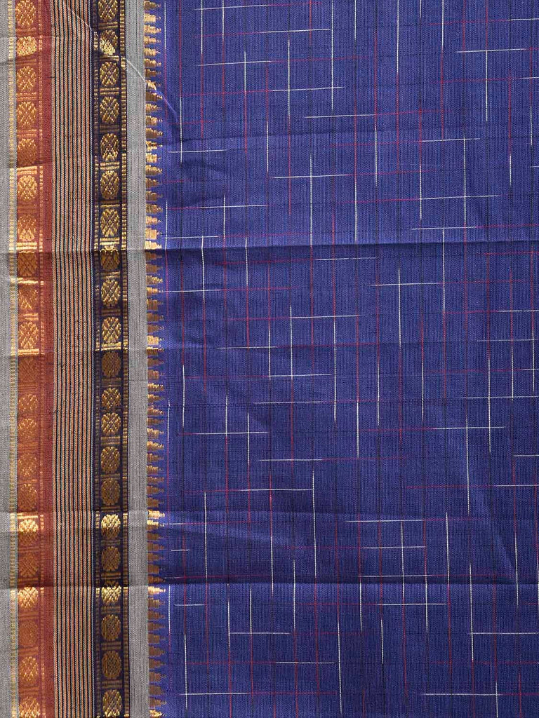 Blue Narayanpet Cotton Handloom Saree with Strips Pallu Design No Blouse np1374