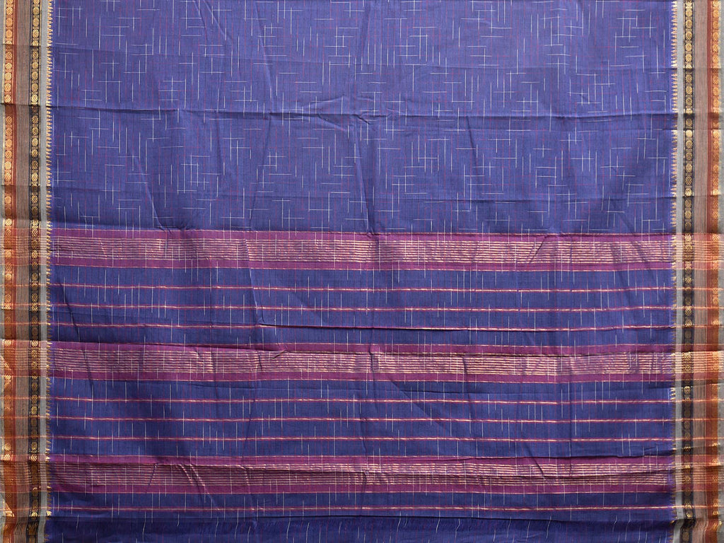 Blue Narayanpet Cotton Handloom Saree with Strips Pallu Design No Blouse np1374