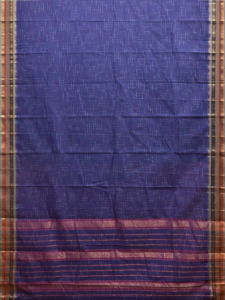 Blue Narayanpet Cotton Handloom Saree with Strips Pallu Design No Blouse np1374