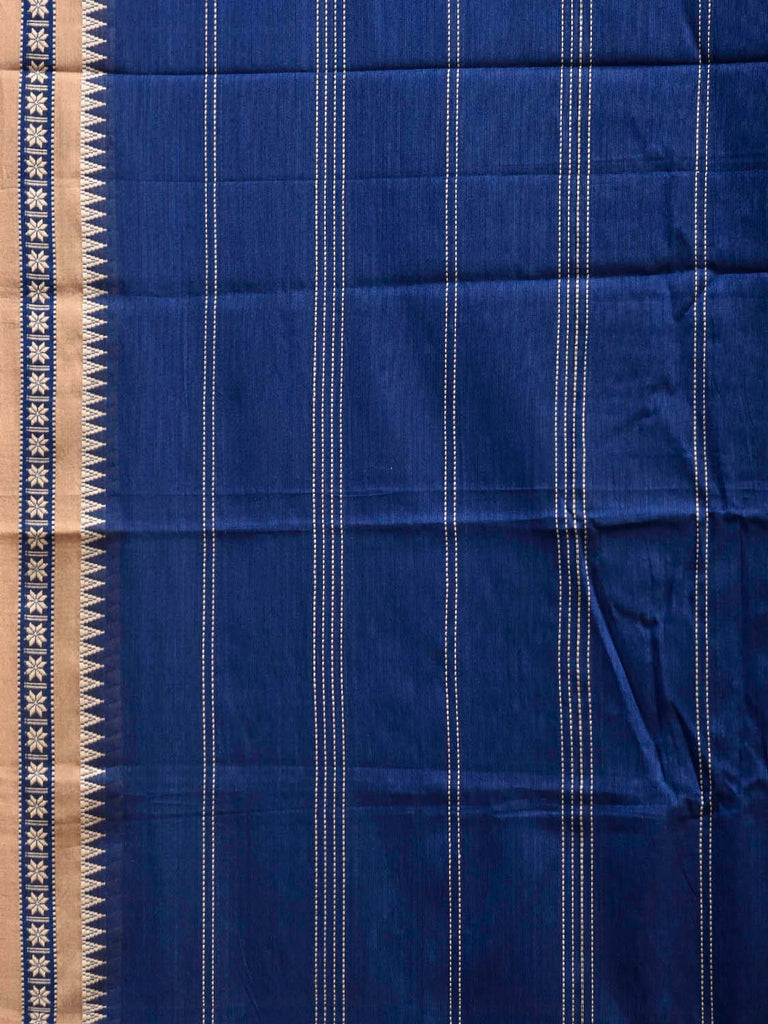 Blue Narayanpet Cotton Saree with Strips Design No Blouse np1357