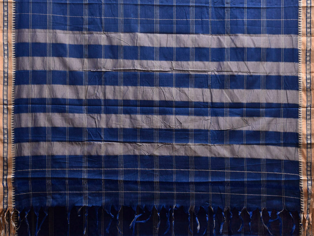 Blue Narayanpet Cotton Saree with Strips Design No Blouse np1357