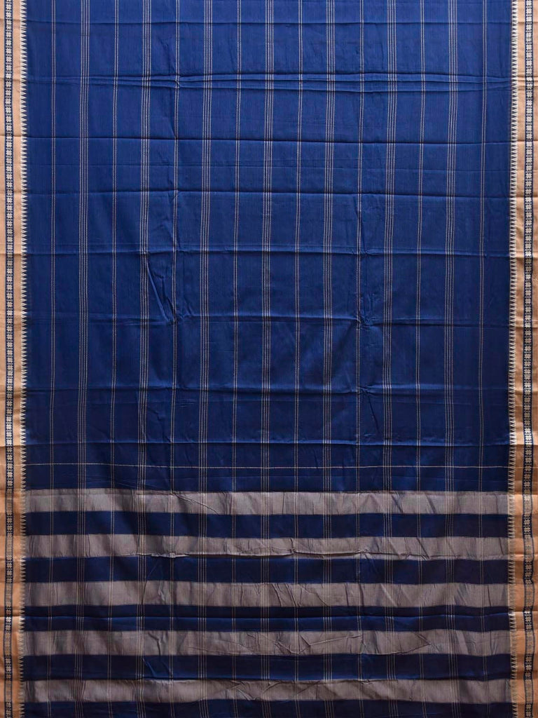 Blue Narayanpet Cotton Saree with Strips Design No Blouse np1357