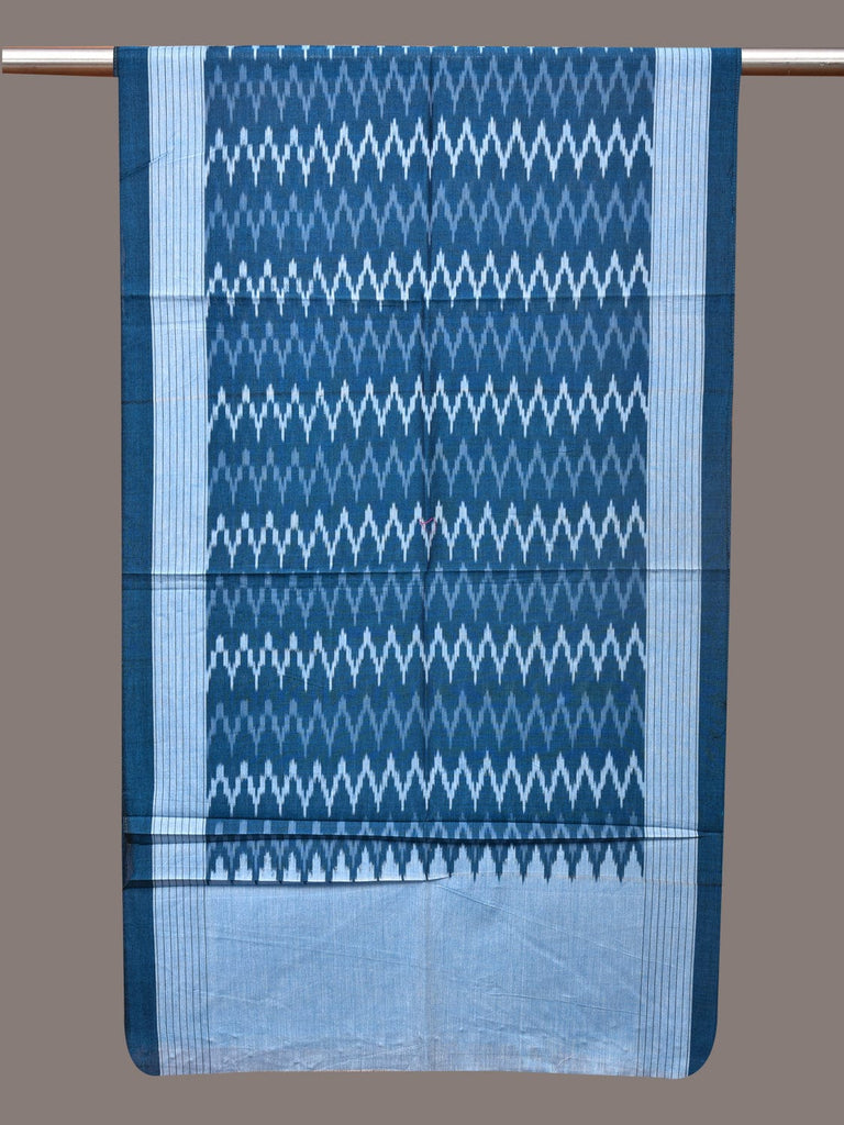 Blue Pochamaplly Ikat Cotton Handloom Stole with Zig-Zag Design ds3372