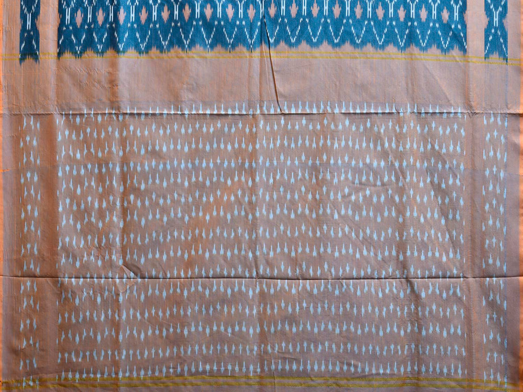 Blue Pochampally Ikat Cotton Handloom Saree with Grill Design No Blouse i0976