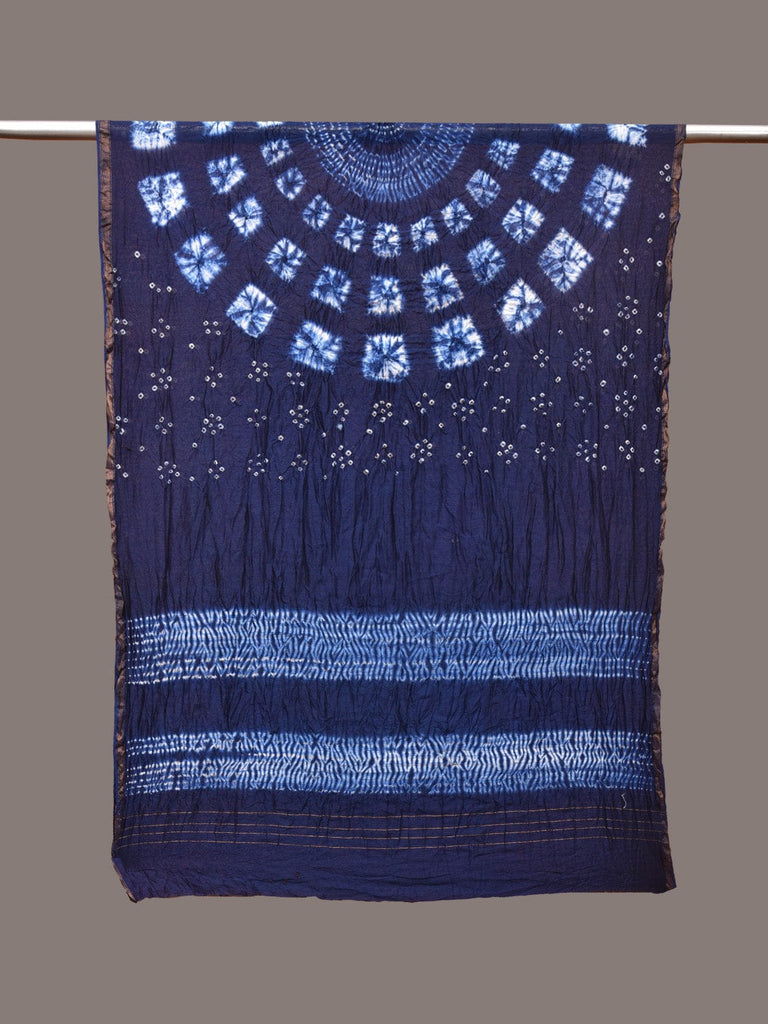 Blue Shibori Cotton Silk Handloom Stole with Circle Design ds3342