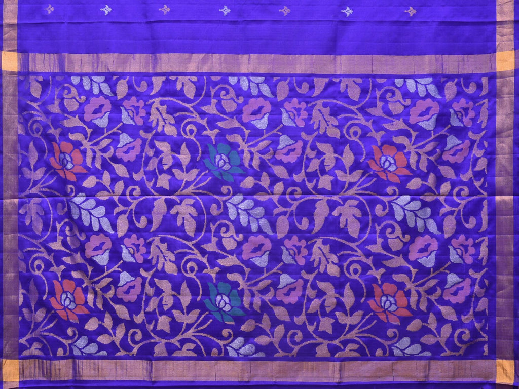 Blue Uppada Silk Handloom Saree with Floral Pallu Design u2110