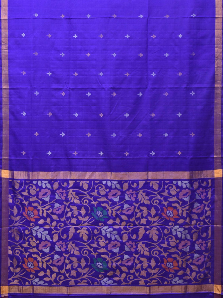 Blue Uppada Silk Handloom Saree with Floral Pallu Design u2110