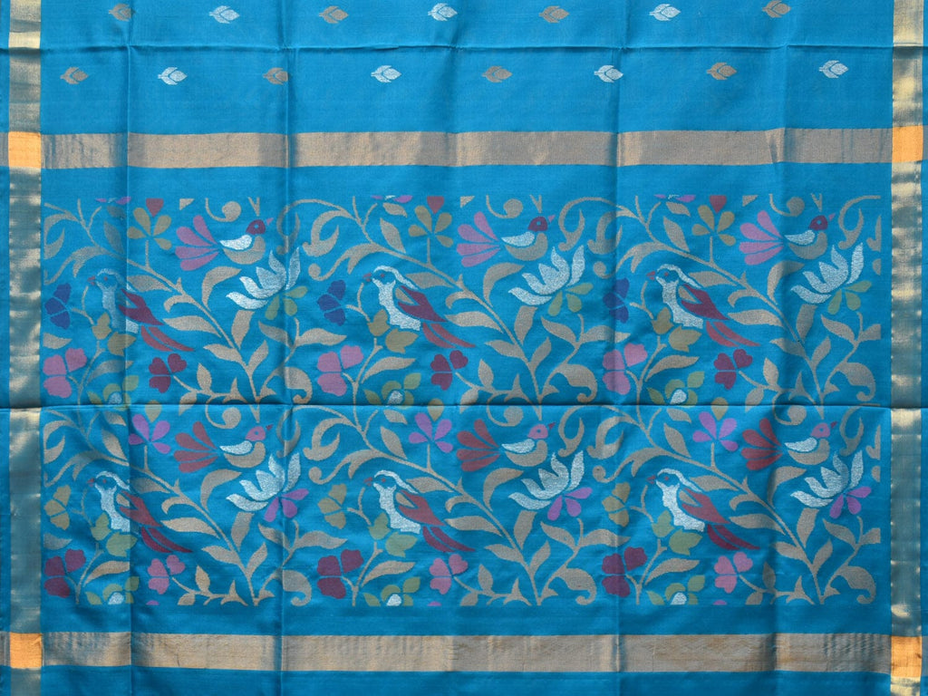 Blue Uppada Silk Handloom Saree with Floral Pallu Design u2179