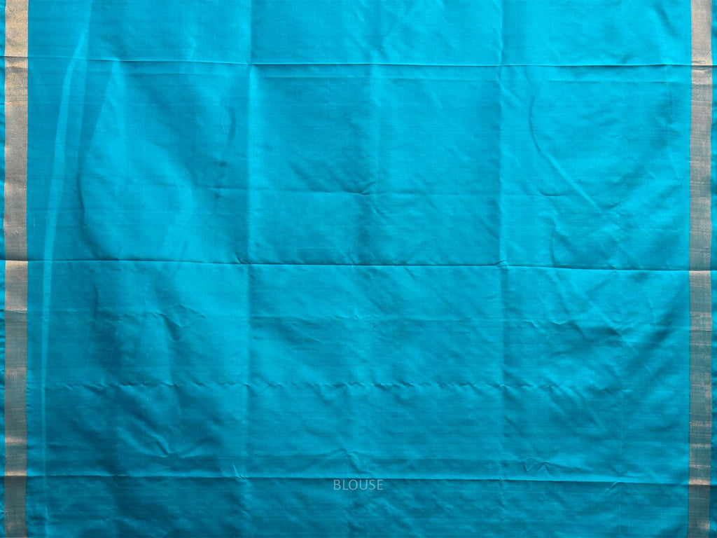 Blue Uppada Silk Handloom Saree with One Side Peacocks Border Design u2487