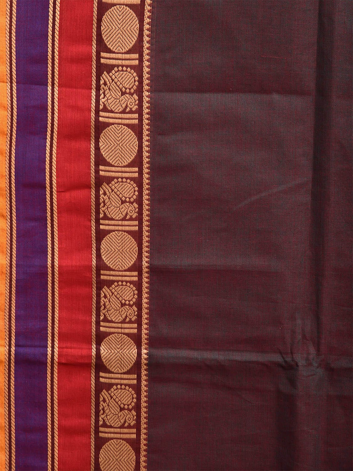 Brown - Thread Buti Cotton Kanchipuram Saree with Border 32