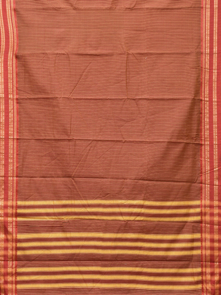 Brown and Rust Bamboo Cotton Saree with Checks Design No Blouse bc0164