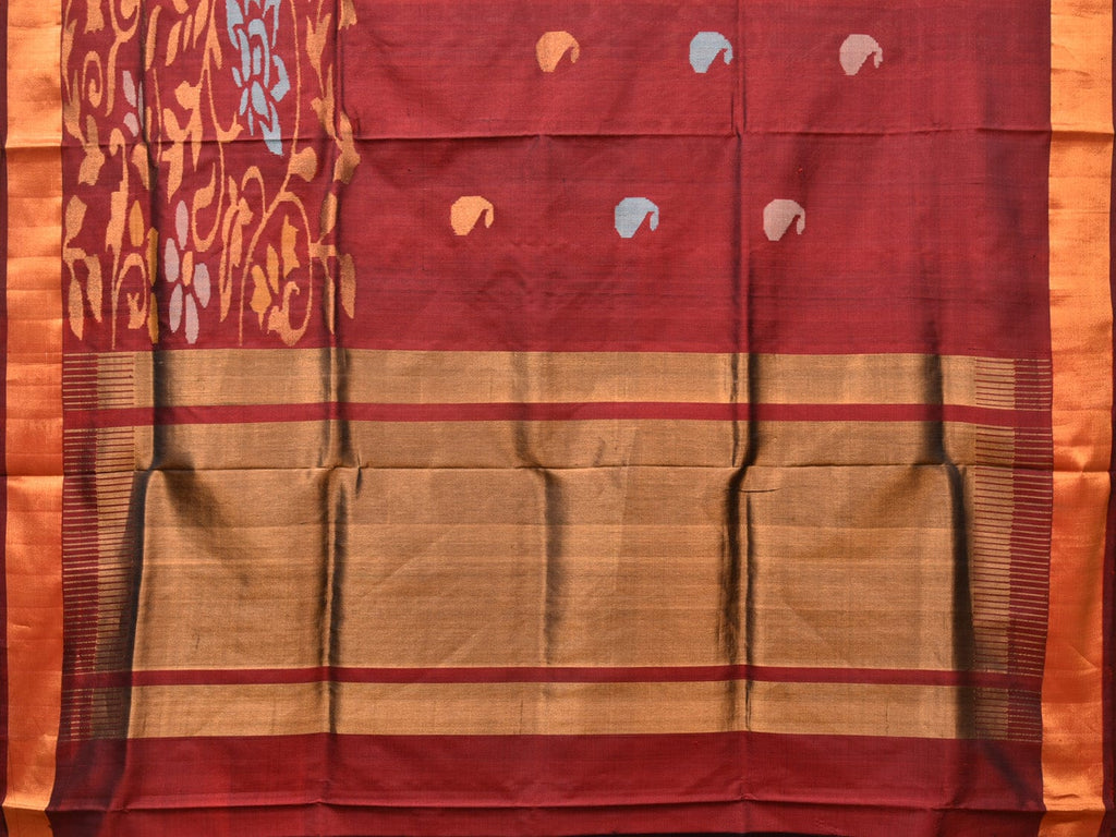 Brown Uppada Silk Handloom Saree with One Side Border Design u2047