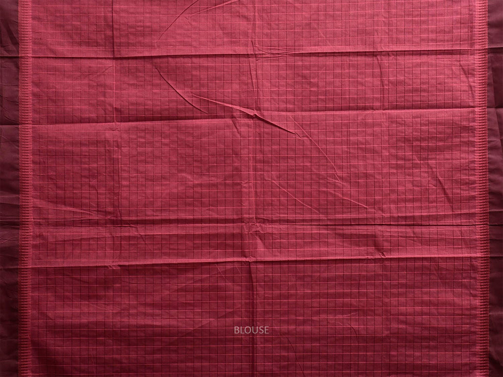 Burgundy and Maroon Kanchipuram Cotton Saree with Big Checks Design k0985