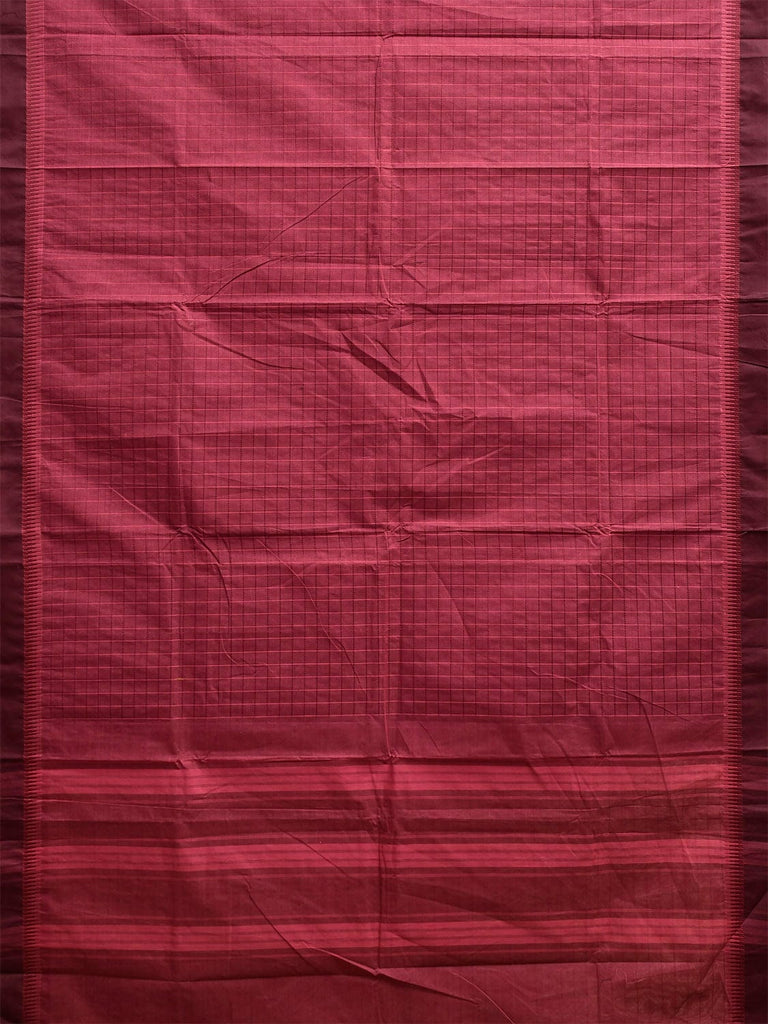 Burgundy and Maroon Kanchipuram Cotton Saree with Big Checks Design k0985