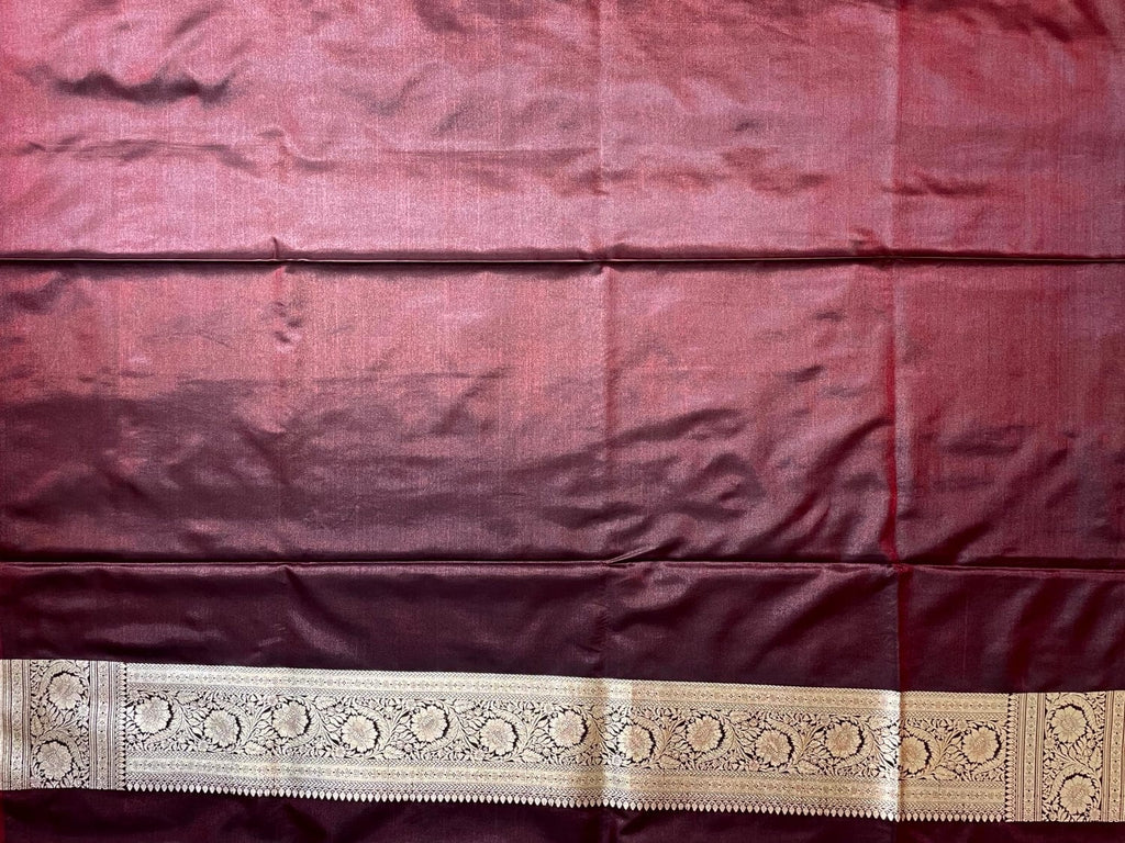 Burgundy Banaras Katan Silk Saree with Body Butti and Border Design b0410ds