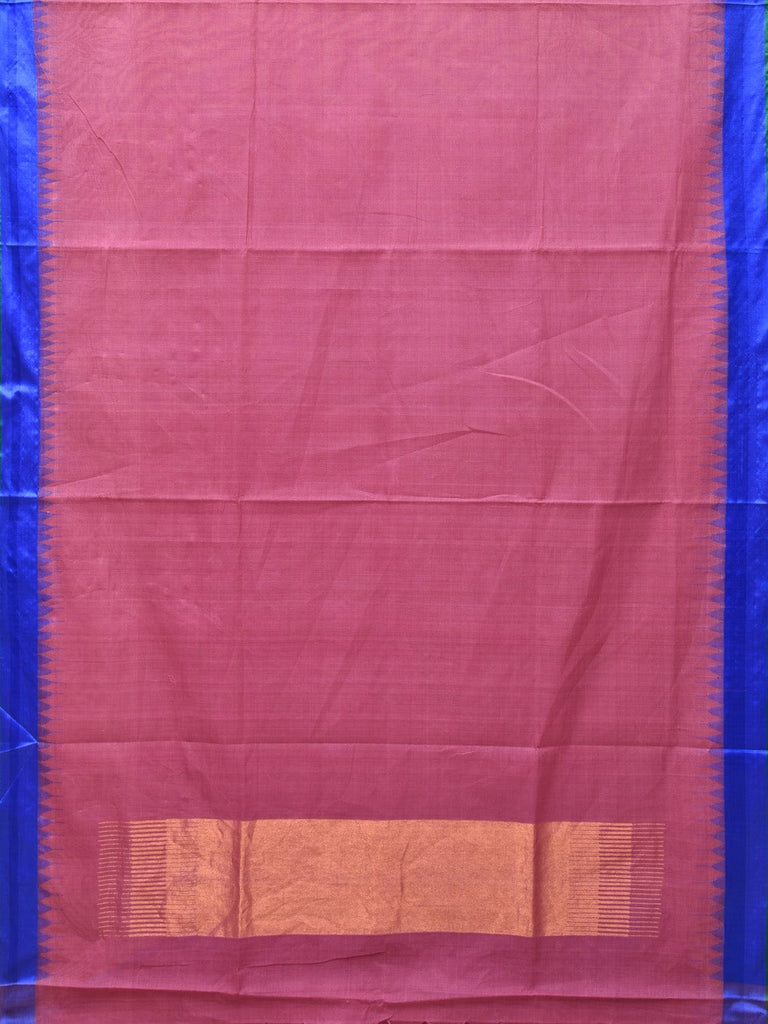 Burgundy Khadi Cotton Handloom Plain Saree with Temple Border Design kh0608