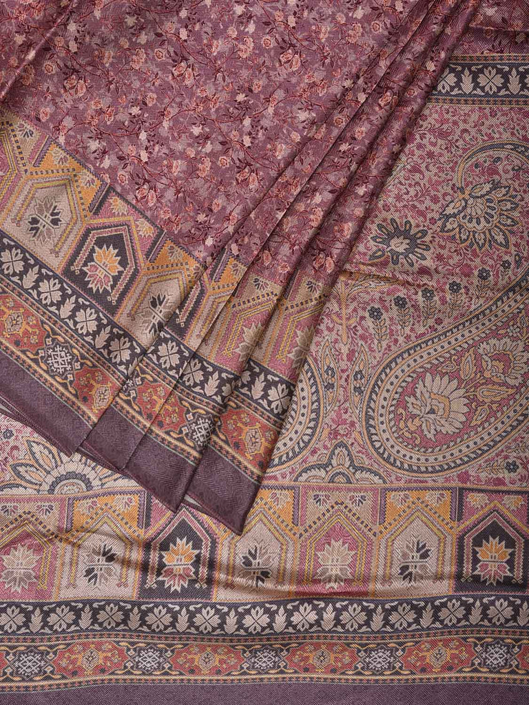 Burgundy Pashmina Print Viscose Saree with Floral Body and Pasley Pallu Design o0602