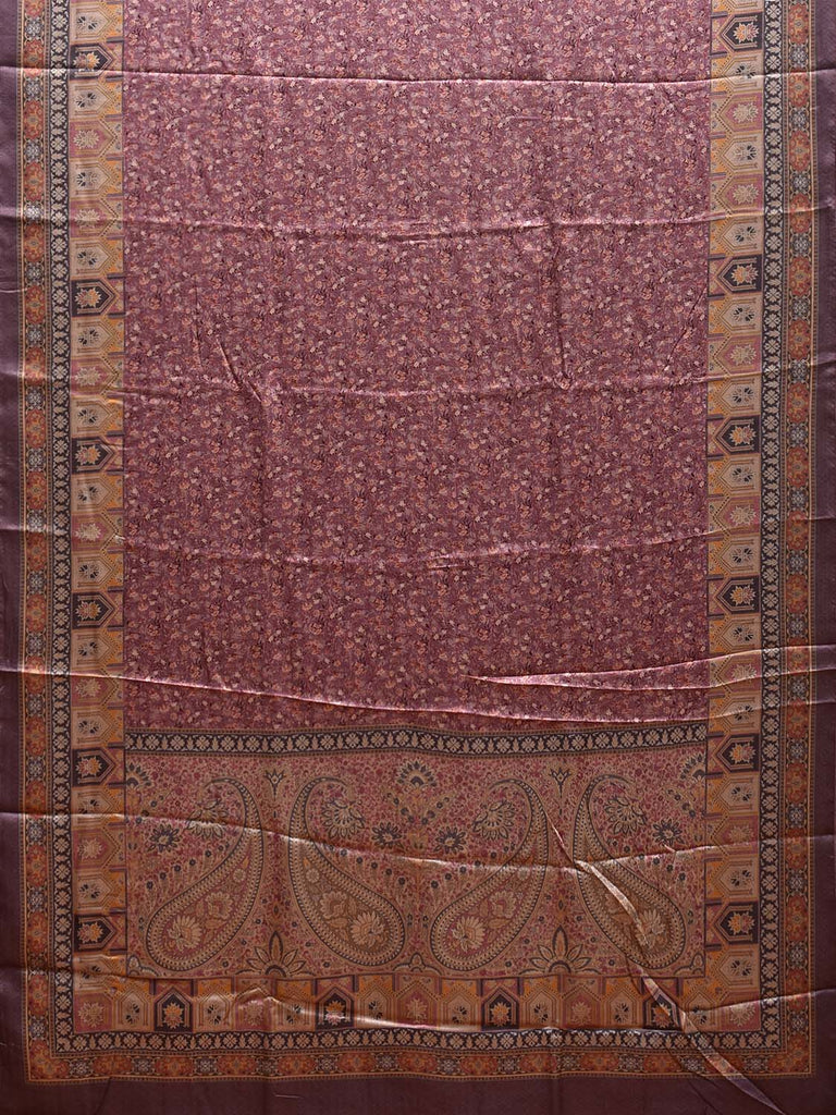 Burgundy Pashmina Print Viscose Saree with Floral Body and Pasley Pallu Design o0602