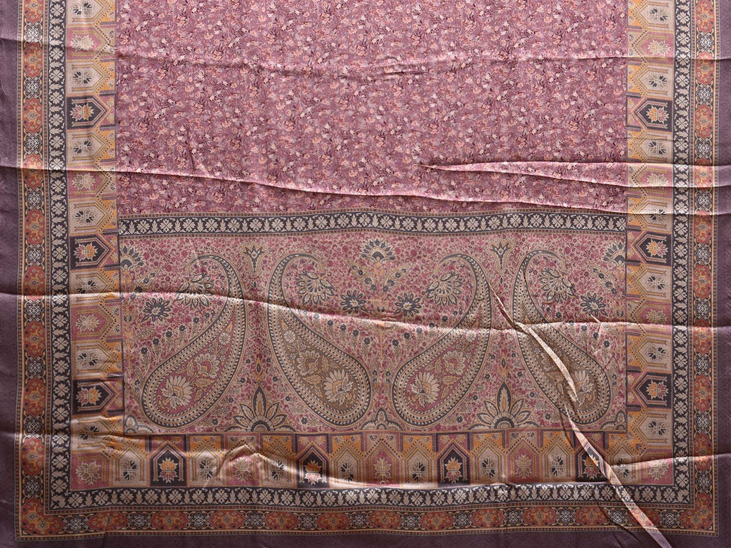 Burgundy Pashmina Print Viscose Saree with Floral Body and Pasley Pallu Design o0602