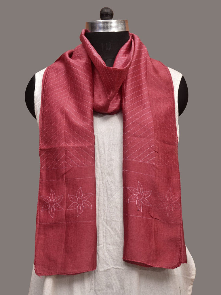 Burgundy Shibori Sico Stole with Zig-Zag Design ds3602