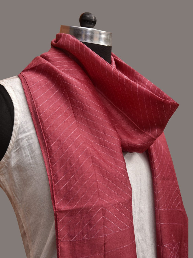 Burgundy Shibori Sico Stole with Zig-Zag Design ds3602