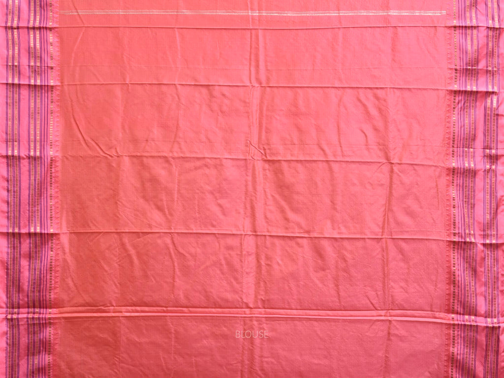 Cream and Baby Pink Narayanpet Silk Saree with Checks Design np1348