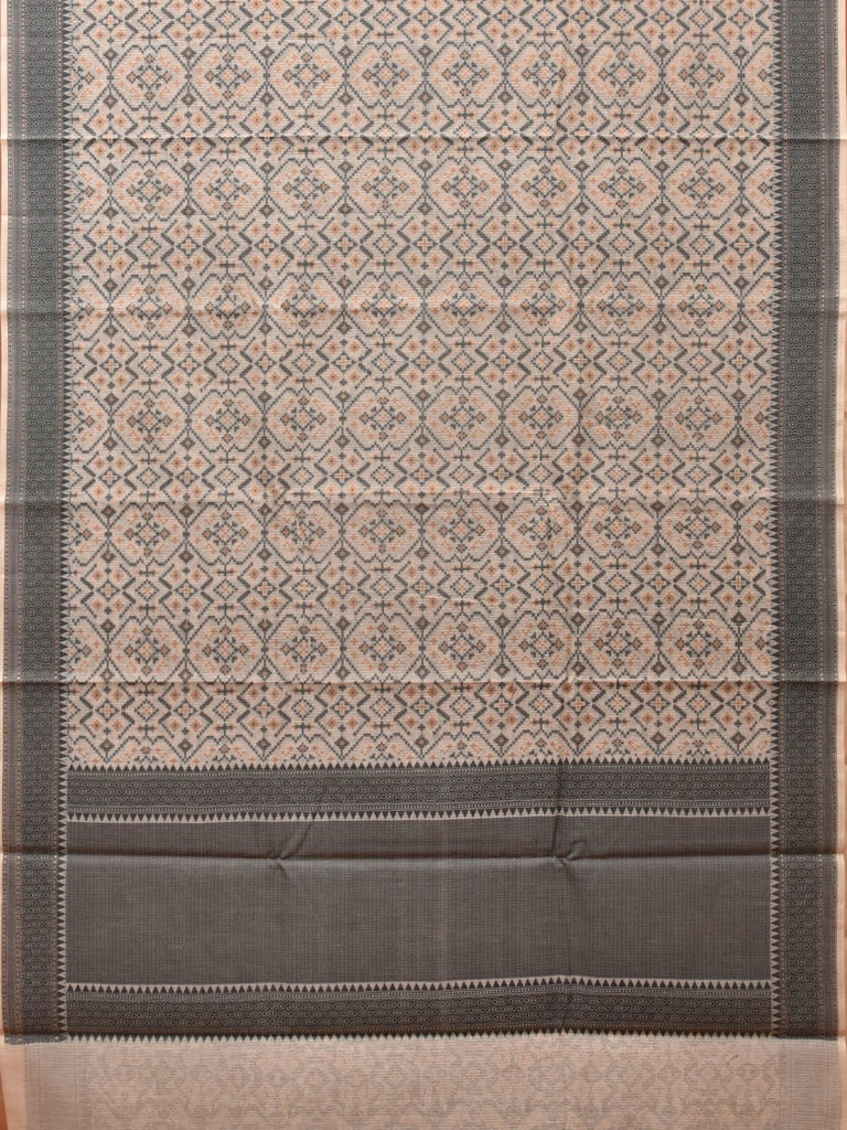Cream and Black Cut Work Sico Cotton Saree with All Over and Border Design o0415