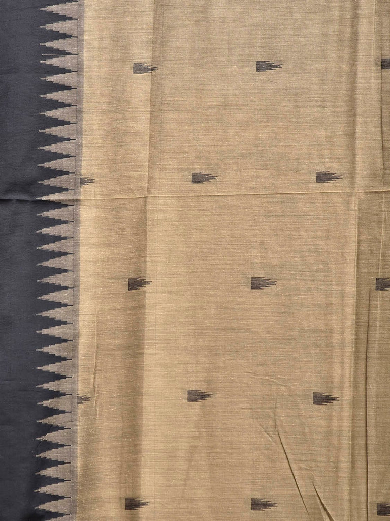Cream and Black Gadwal Cotton Viscose Saree with Temple Border and Pallu Design g0578