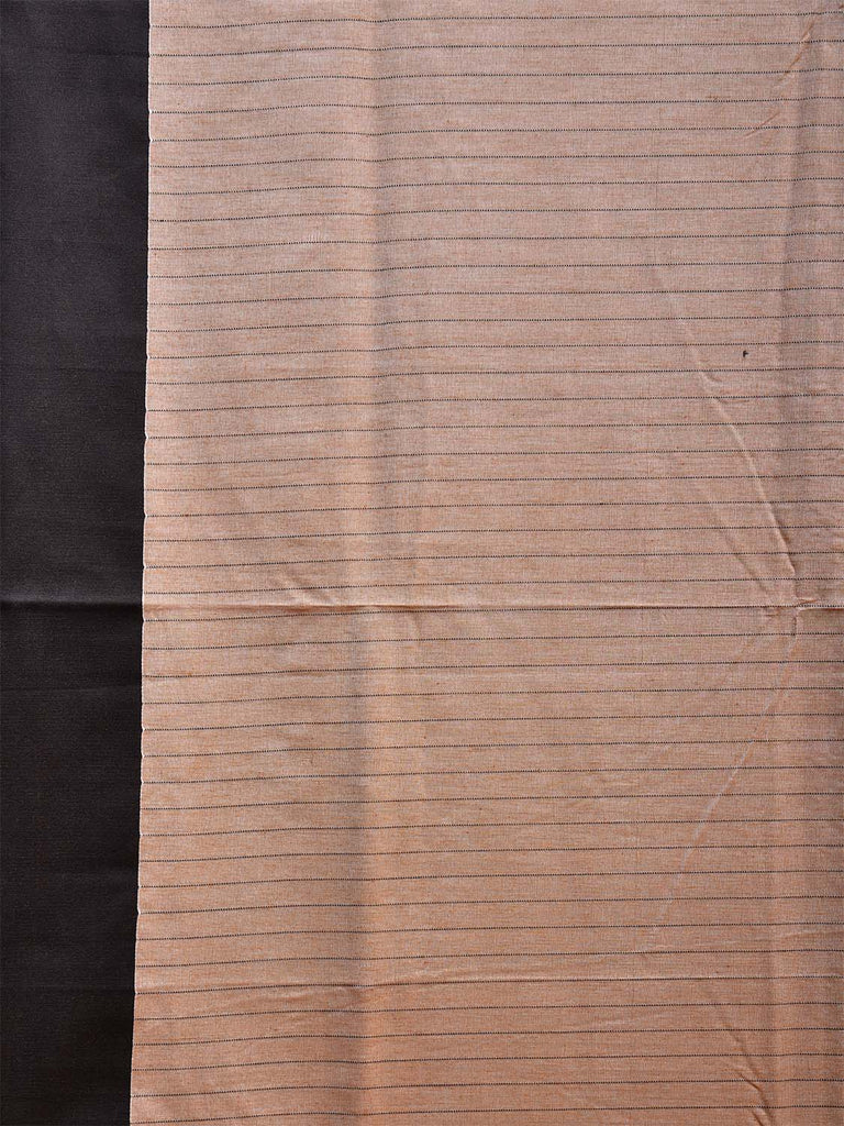 Cream and Black ilkal Cotton Viscose Saree with Strips Design o0521