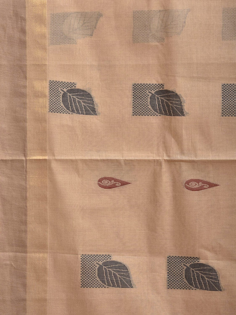 Cream and Black Venkatagiri Cotton Saree with Body Buta and Pallu Design v0210