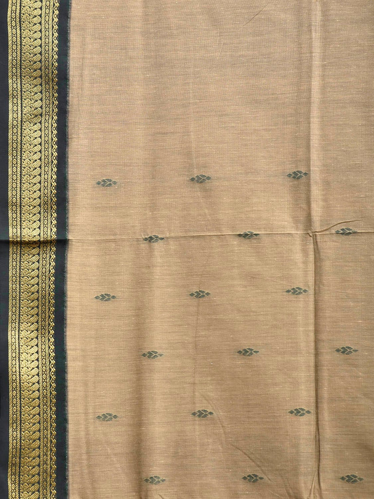 Cream and Green Gadwal Cotton Viscose Saree with Border and Pallu Design g0580