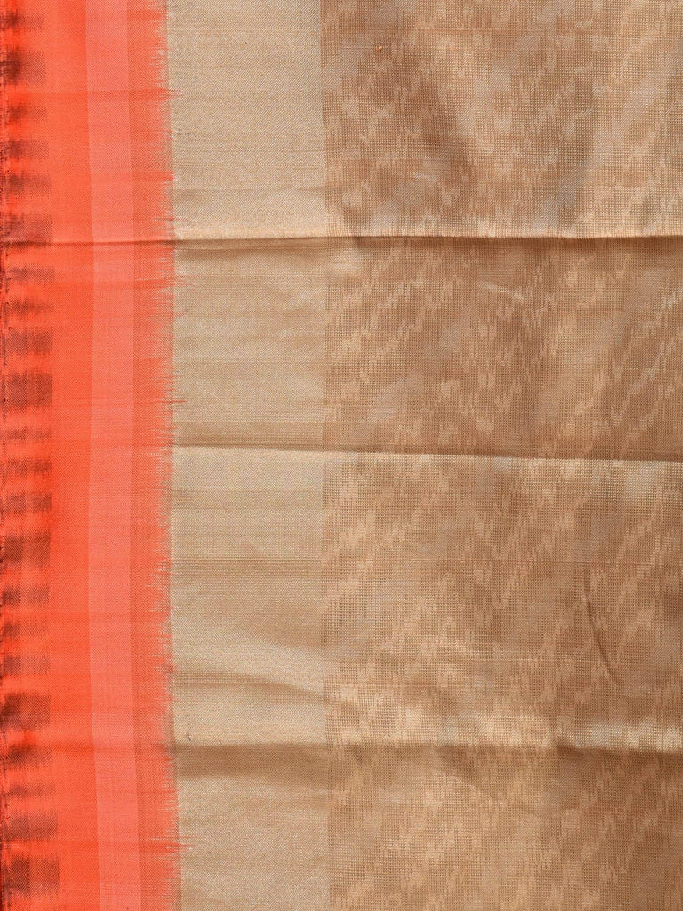 Cream and Grey Pochampally Ikat Silk Handloom Saree with Diagonal Design i0854