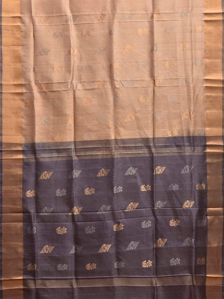 Cream and Grey Uppada Silk Handloom Saree with All Over Buta Design u2390