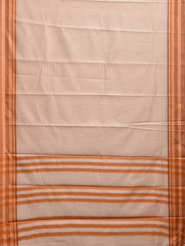 Cream and Mustard Bamboo Cotton Saree with Checks Design No Blouse bc0782