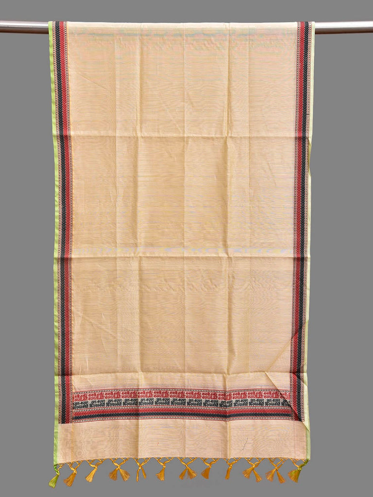 Cream Banaras Cotton Silk Stole with Plain Design ds3908