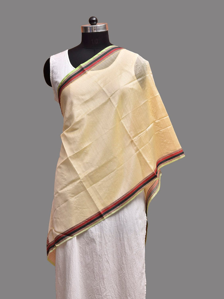 Cream Banaras Cotton Silk Stole with Plain Design ds3908