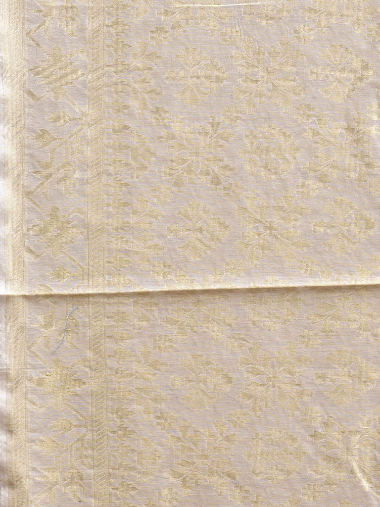 Cream Banaras Cut Work Cotton Saree with Jamdani Body and Pallu Design b0298