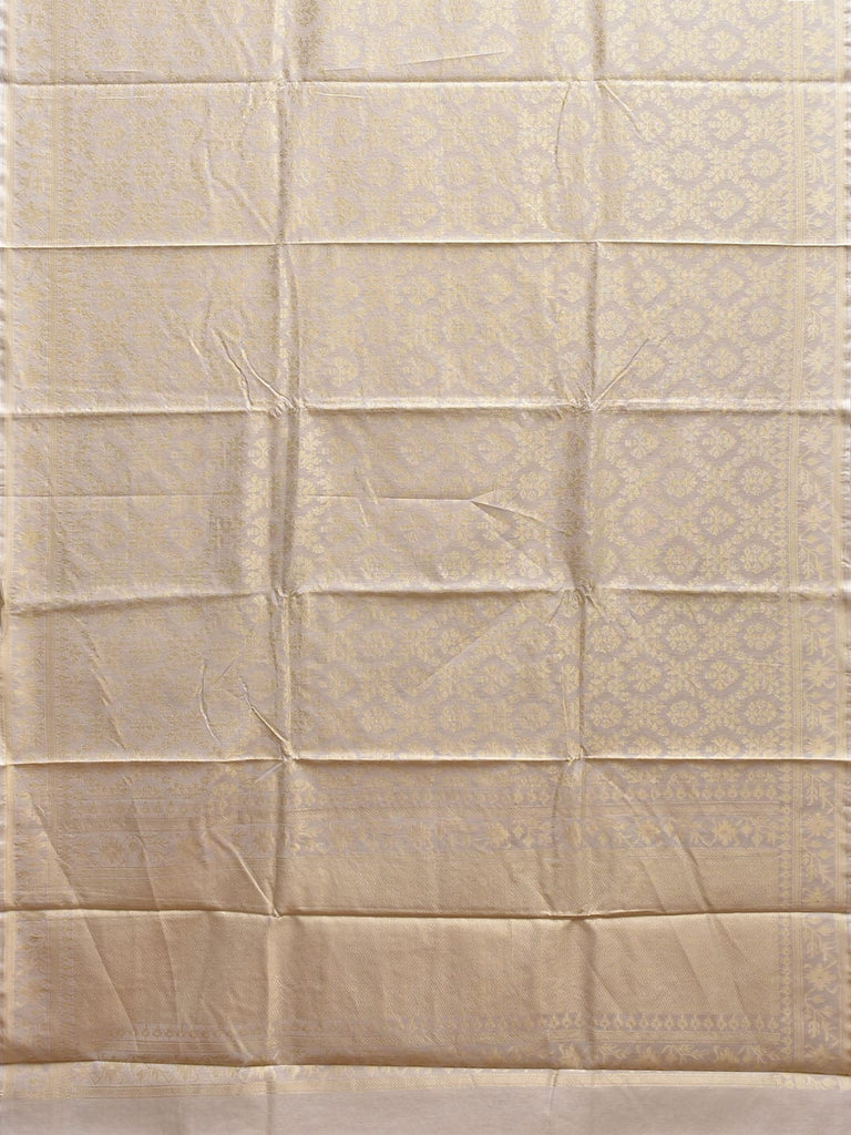 Cream Banaras Cut Work Cotton Saree with Jamdani Body and Pallu Design b0298