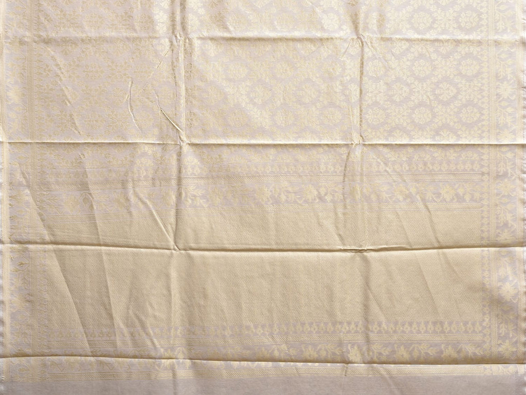 Cream Banaras Cut Work Cotton Saree with Jamdani Body and Pallu Design b0298