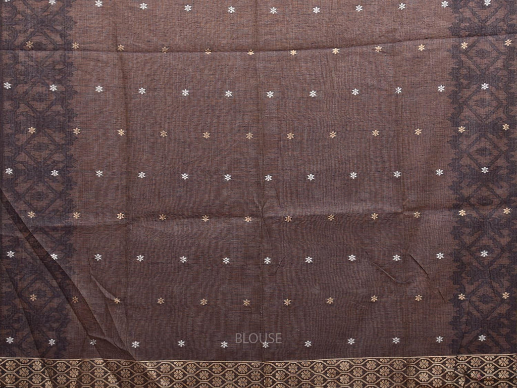 Cream Dhakai Jamdani Cotton Viscose Saree with Geometric Pallu and Border Design dj0028