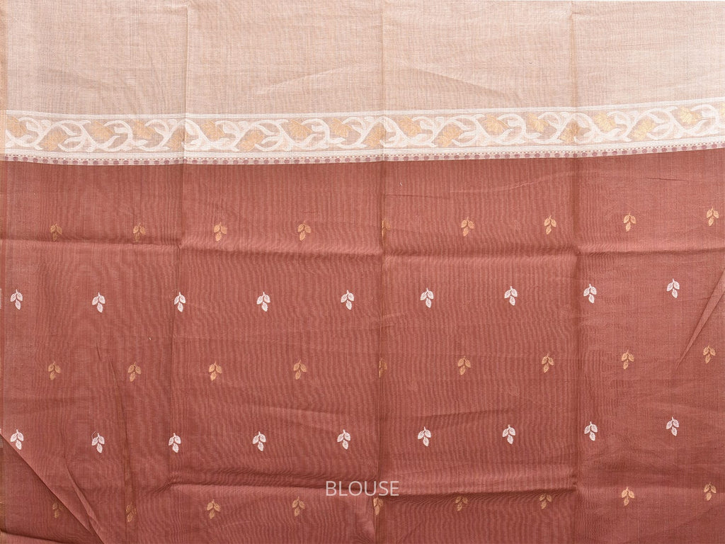 Cream Dhakai Jamdani Cotton Viscose Saree with Pallu and One Side Big Border Design dj0014