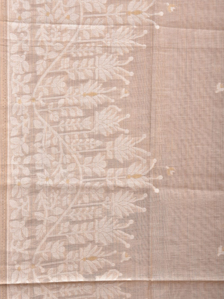 Cream Dhakai Jamdani Cotton Viscose Saree with Pallu and One Side Big Border Design dj0014