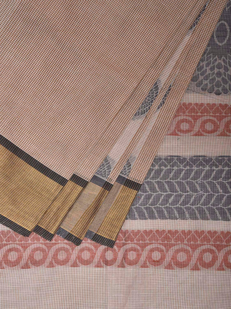 Buta Rangala Cream Kanchipuram Cotton Saree with Chakra Buta and Pallu Design k0842 ...