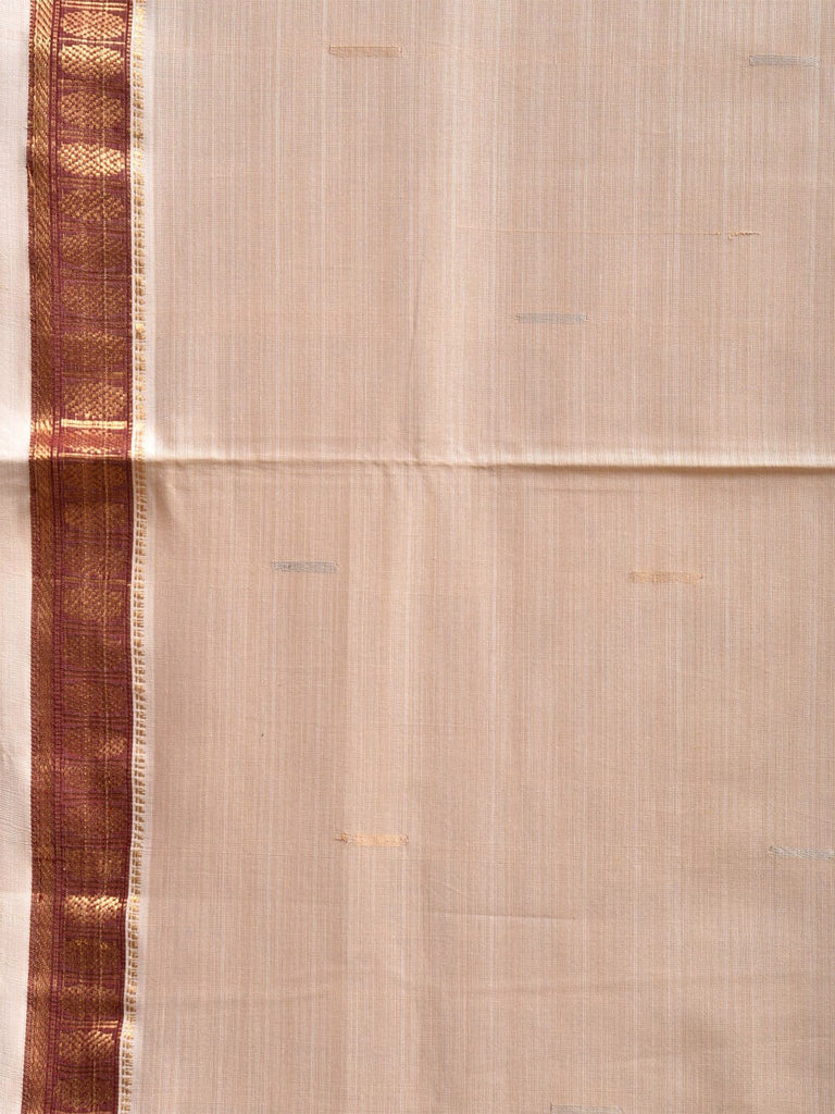 Cream Khadi Cotton Handloom Saree with Rudraksh Border Design kh0706
