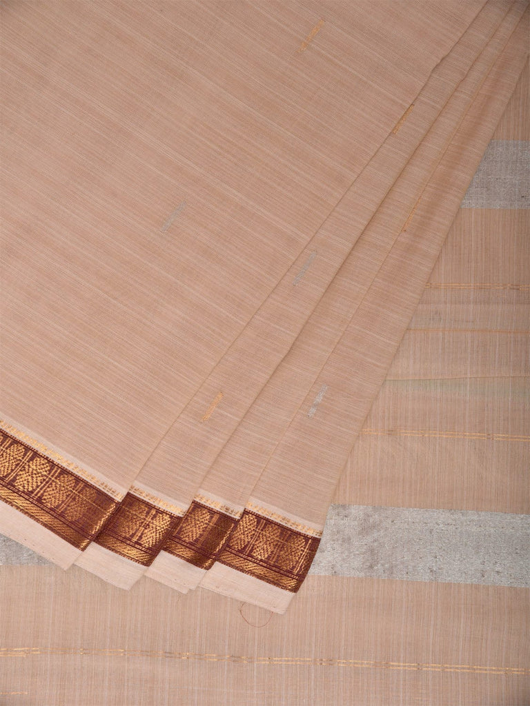 Cream Khadi Cotton Handloom Saree with Rudraksh Border Design kh0706